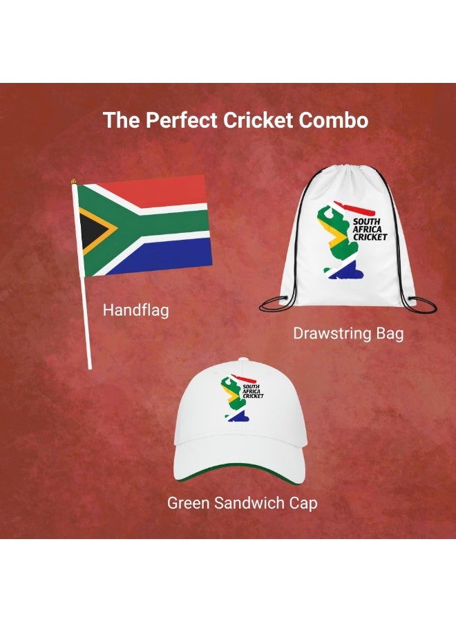 South Africa Sports Fans Combo Pack - Pack of 3 - Drawstring Bag, Hand Flag and Cap - South Africa Sports Enthusiasts Combo Pack - Ideal for Sports Matches and Events - Image 3